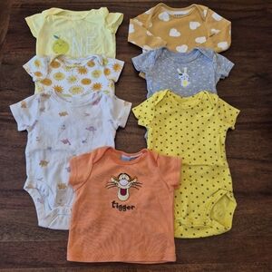 Girls Yellow & Orange Summer Onsies Set Size 3-6M
